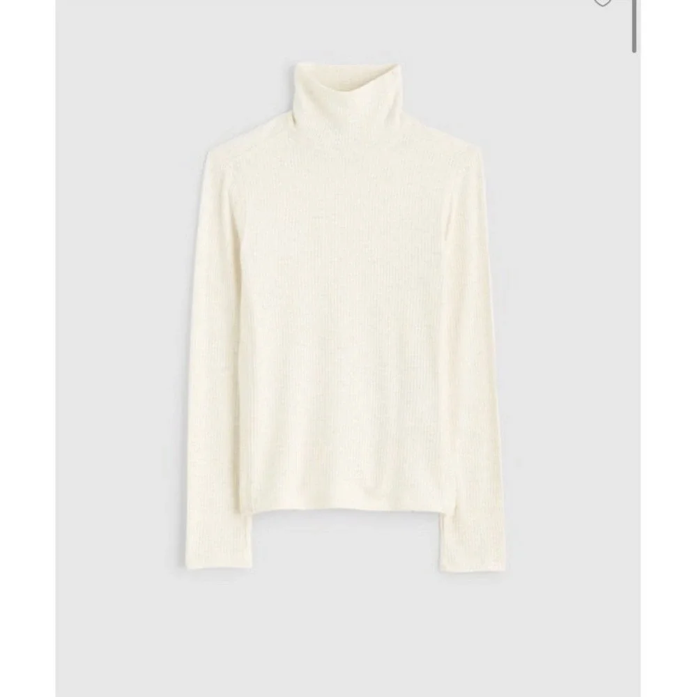 Madewell NWT Ribbed Turtleneck Long-Sleeve Tee Heather Cream Small Mock Neck
